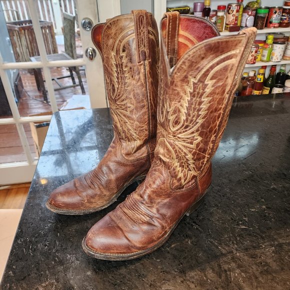 Lucchese Men's Clint Mad Dog Goat Round Toe Cowboy Boots. Size 8 2E. NO RETURNS. - Picture 1 of 8